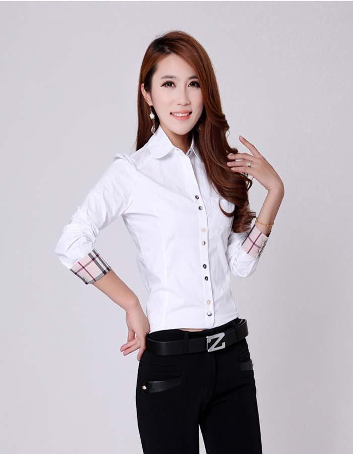Trendy Long-Sleeve Slim Lady Career Shirts Size S-2XL Button Decorated OL Style Women Blouse