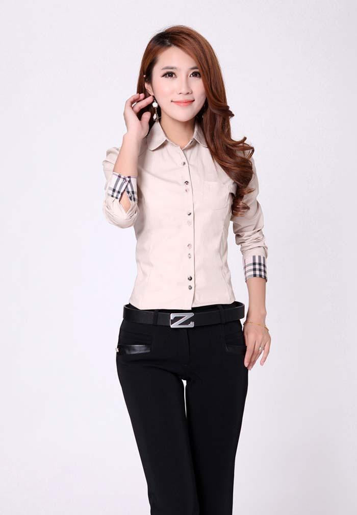 Trendy Long-Sleeve Slim Lady Career Shirts Size S-2XL Button Decorated OL Style Women Blouse