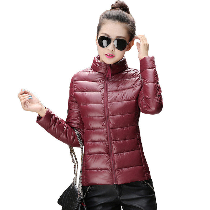 Online discount shop Australia - jacket women stand collar long-sleeve short paragraph thin and light jacket female coat big yards women