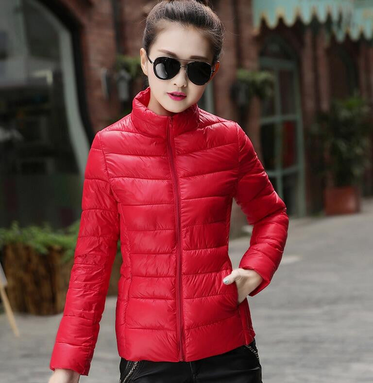 Online discount shop Australia - jacket women stand collar long-sleeve short paragraph thin and light jacket female coat big yards women