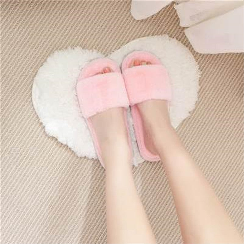 Online discount shop Australia - indoor home lovers cotton drag floor plush slippers female slip-resistant