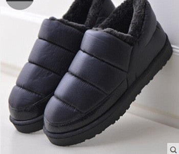 Online discount shop Australia - boots women and men waterproof boots solid colors unisex snow boots flat slip-on soft cotton warm shoes