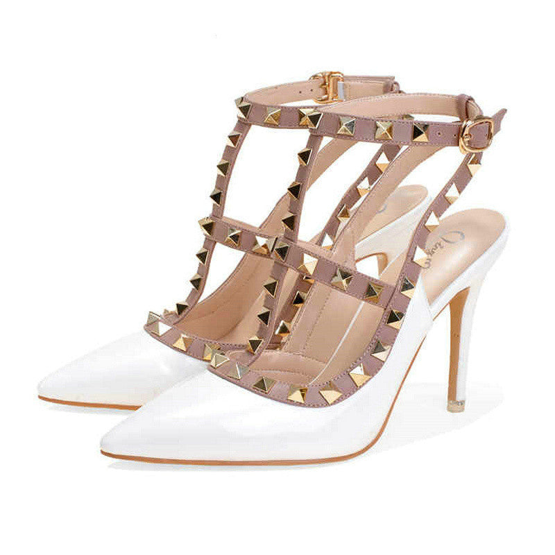 Brand new Catherine Malandrino white studded heels | Studded heels, Heels,  White studs