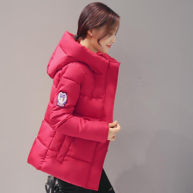 Woman Hooded Down jacket Warm Thick Coat Slim Thin Cotton jacket Large size High- Cotton coat AB72