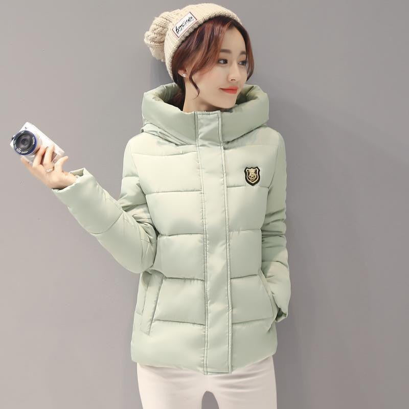 Woman Hooded Down jacket Warm Thick Coat Slim Thin Cotton jacket Large size High- Cotton coat AB72