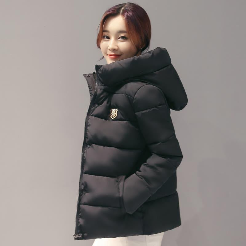 Woman Hooded Down jacket Warm Thick Coat Slim Thin Cotton jacket Large size High- Cotton coat AB72