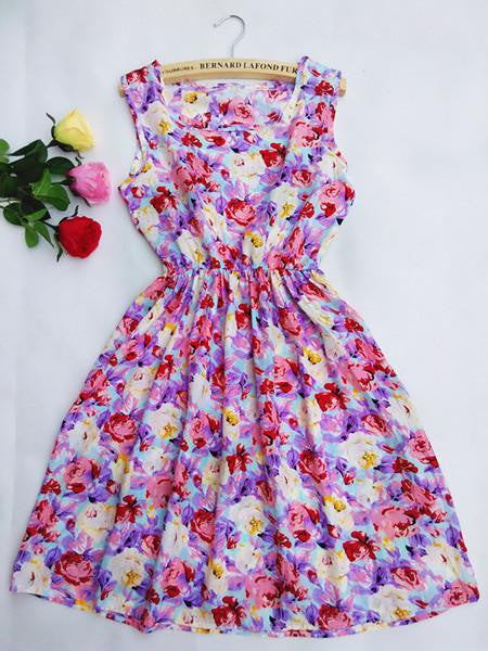 women European style plus size Fashion party Vest dress sexy Flower prints Slim Mini Dress Spring summer dresses