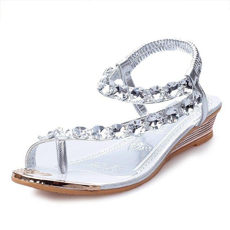 Woman Sandals Flat with Flip Flop Rhinestone Style Shoes Woman