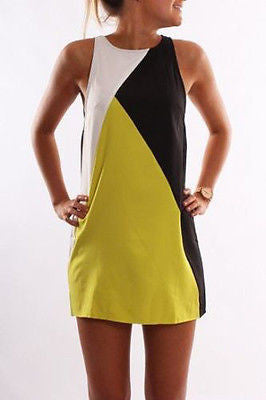 Online discount shop Australia - Casual Dress dress sumemr Sexy Women Sleeveless Party Dress Casual Mini Dress Patchwork vestidos LJ3460M