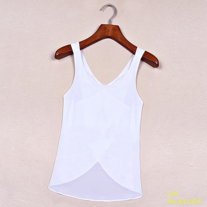 Women Blouses Candy Color Casual Lady Shirts Backless Strap Chiffon Blouse Tops ladies' Vest