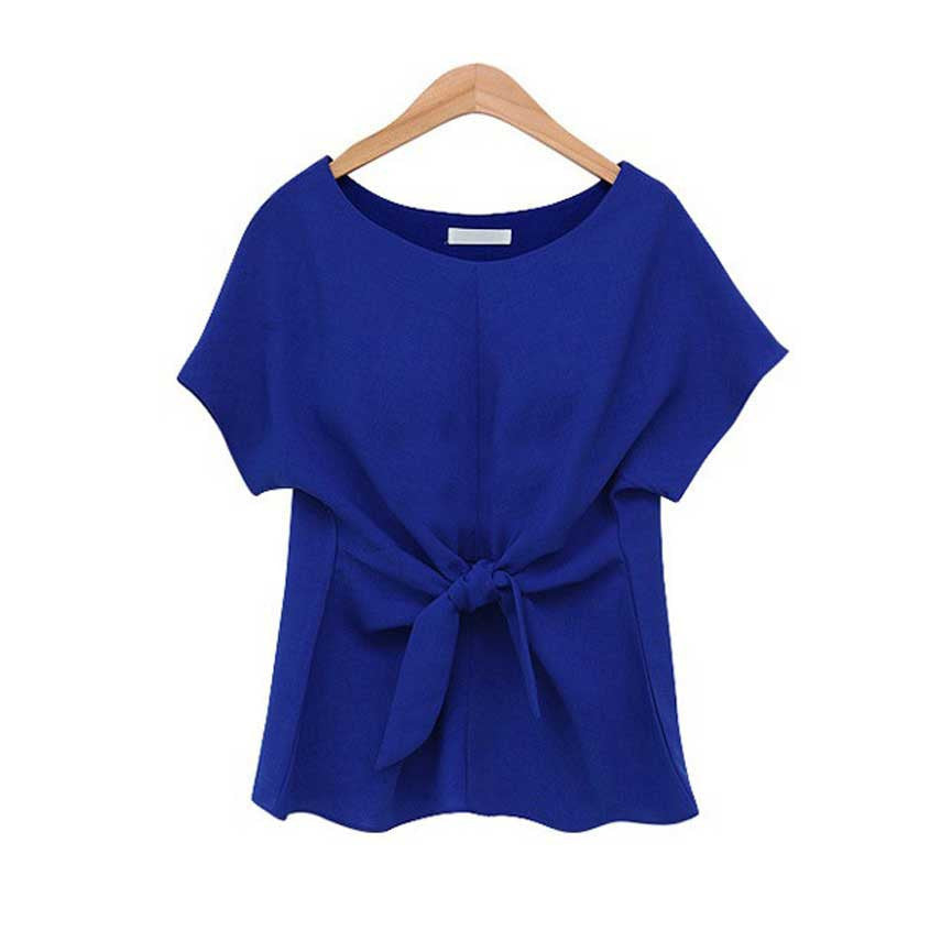Online discount shop Australia - fashion women kimono Bowknot blouses O-neck short sleeve shirts chiffon casual vintage tops plus size XXXXL blouse