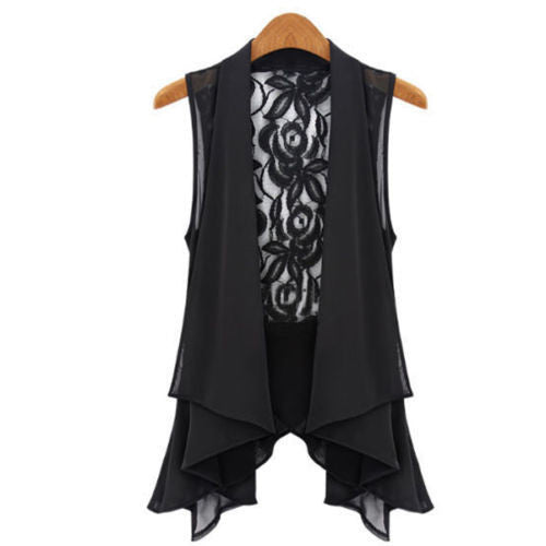 Fashion Ladies Casual Lace Shirts Chiffon Vest Tops 2Colors