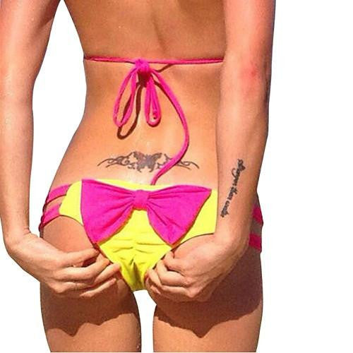 Women Cheeky Bottom Bowknot Thong Briefs Women Wear Swimwear Swimsuit Size UK 6-16