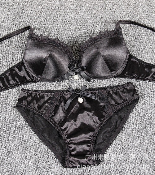 sexy-lingerie lace bra set women underwear push up bra and panties set black  40C
