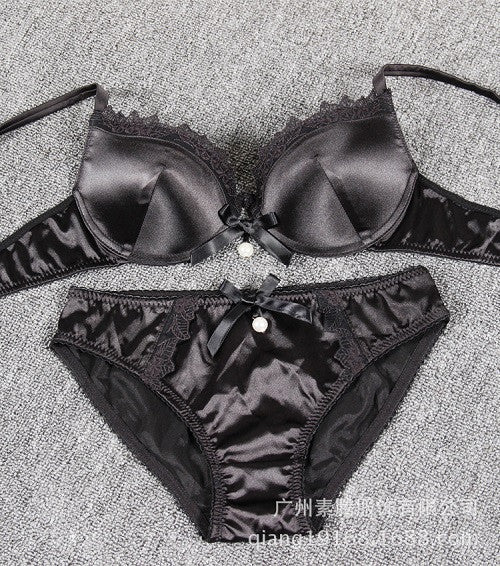 lace silk glossy bra sets underwear push up bras with sexy lingerie set