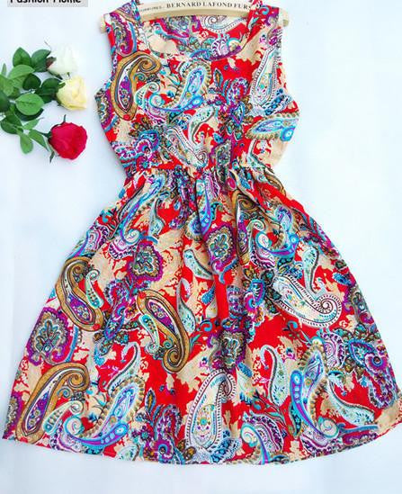Summer Women Chiffon Dress Beach Floral Tank Fashion Dresses S M L XL XXL