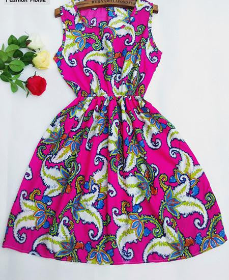 Summer Women Chiffon Dress Beach Floral Tank Fashion Dresses S M L XL XXL