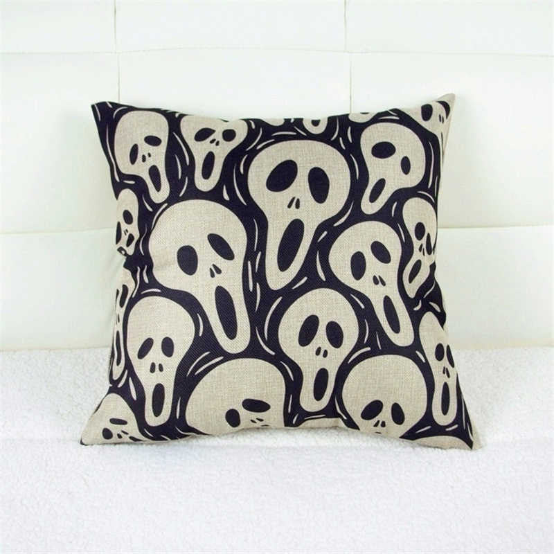 Pillowcase Skull Cushion Cover Cotton Linen Size 40*40 Printed Throw Pillows Decorative Housse De Coussin