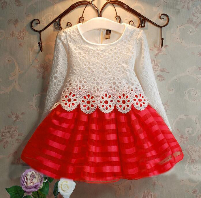 girl dress elsa lace dress stripe christmas girls clothes for 2-7Y princess girl party dress