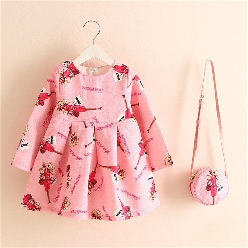 Online discount shop Australia - 2-8years Dress + Bag/set New Cute Kids Baby Girl Fall Long-Sleeve Perfume Princess Flower