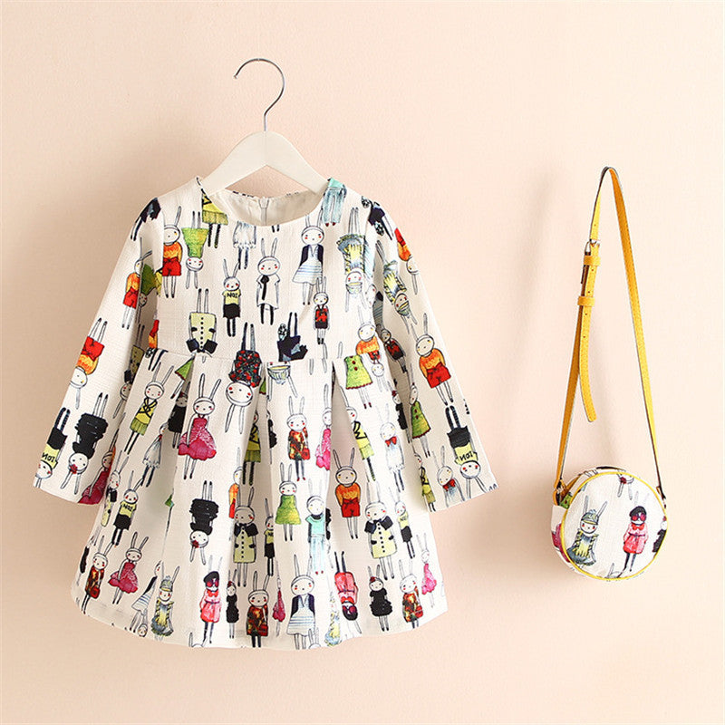 Online discount shop Australia - 2-8years Dress + Bag/set New Cute Kids Baby Girl Fall Long-Sleeve Perfume Princess Flower