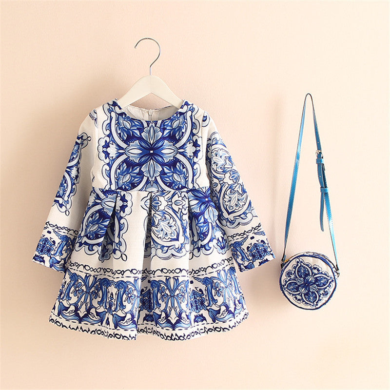 Online discount shop Australia - 2-8years Dress + Bag/set New Cute Kids Baby Girl Fall Long-Sleeve Perfume Princess Flower