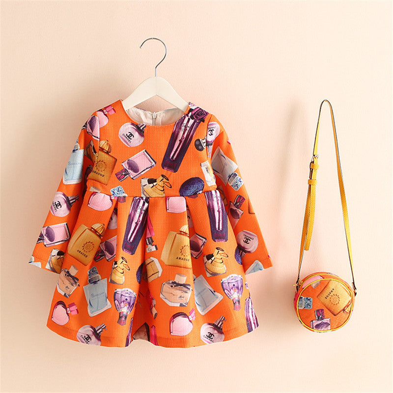 Online discount shop Australia - 2-8years Dress + Bag/set New Cute Kids Baby Girl Fall Long-Sleeve Perfume Princess Flower