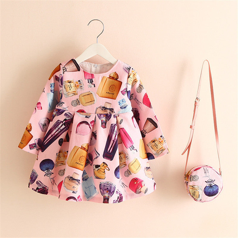 Online discount shop Australia - 2-8years Dress + Bag/set New Cute Kids Baby Girl Fall Long-Sleeve Perfume Princess Flower