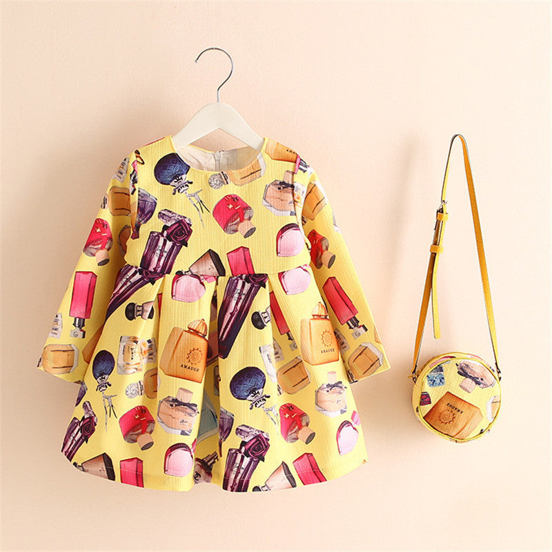 Online discount shop Australia - 2-8years Dress + Bag/set New Cute Kids Baby Girl Fall Long-Sleeve Perfume Princess Flower