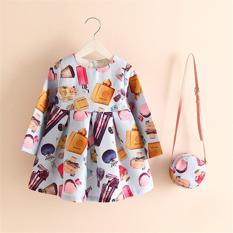 Online discount shop Australia - 2-8years Dress + Bag/set New Cute Kids Baby Girl Fall Long-Sleeve Perfume Princess Flower