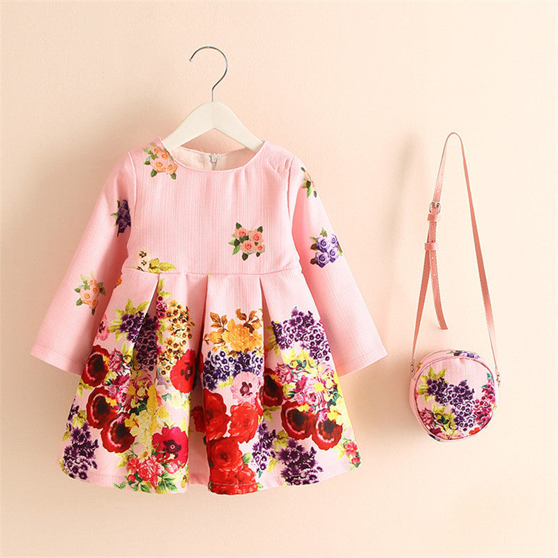 Online discount shop Australia - 2-8years Dress + Bag/set New Cute Kids Baby Girl Fall Long-Sleeve Perfume Princess Flower