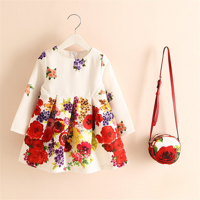 Online discount shop Australia - 2-8years Dress + Bag/set New Cute Kids Baby Girl Fall Long-Sleeve Perfume Princess Flower