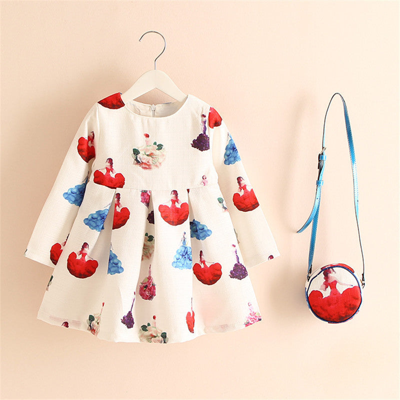 Online discount shop Australia - 2-8years Dress + Bag/set New Cute Kids Baby Girl Fall Long-Sleeve Perfume Princess Flower