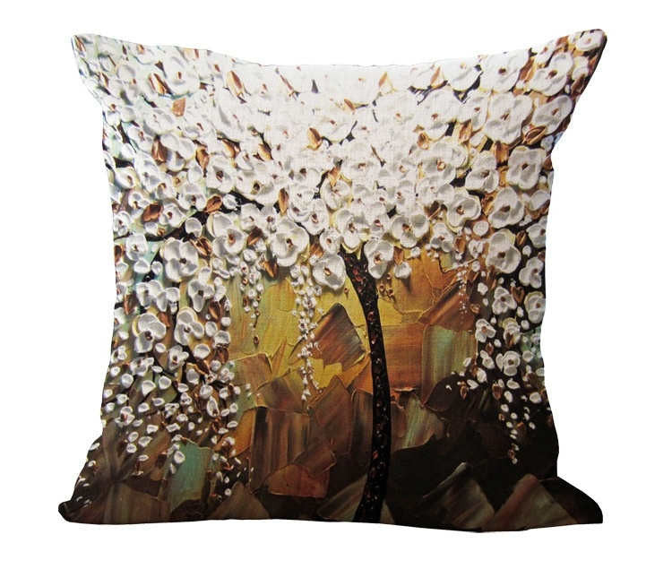 Online discount shop Australia - Cushion Cover Vintage Flower Pillow Case Mural Yellow Red Tree sweet Cherry Blossom Home Decorative Throw Pillow Cover