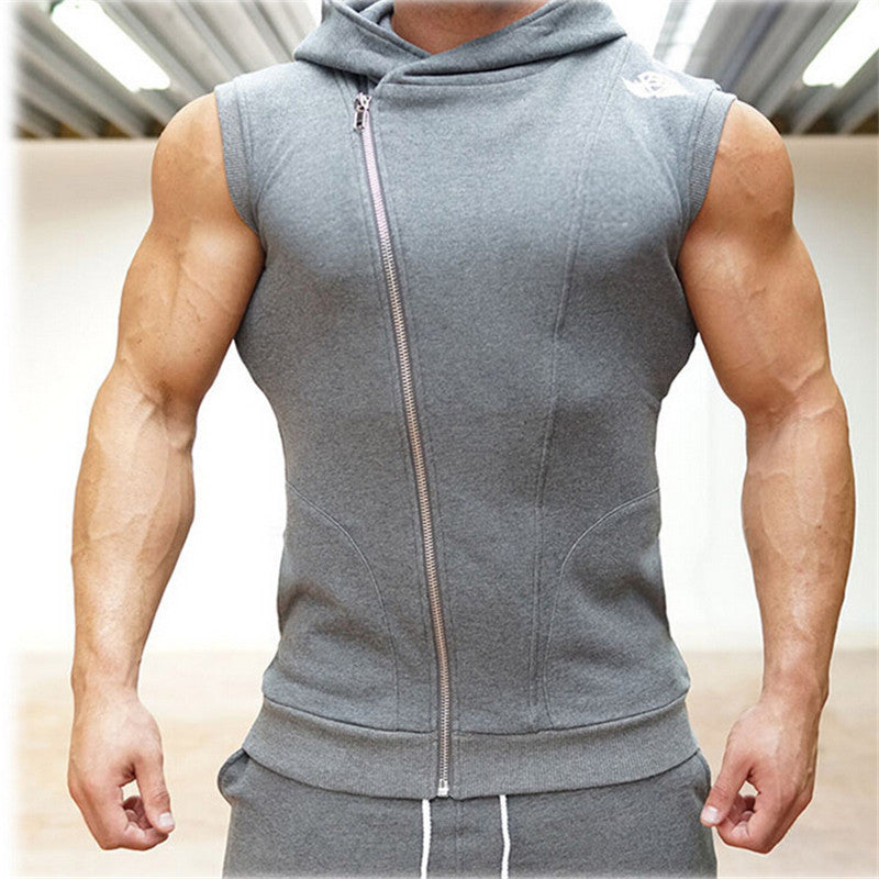 Online discount shop Australia - Mens Sleeveless Sweatshirt Hoodies Top Clothing T-Shirt Hooded Tank Top Sporting Hooded for Men Cotton Solid T Shirts Hooded