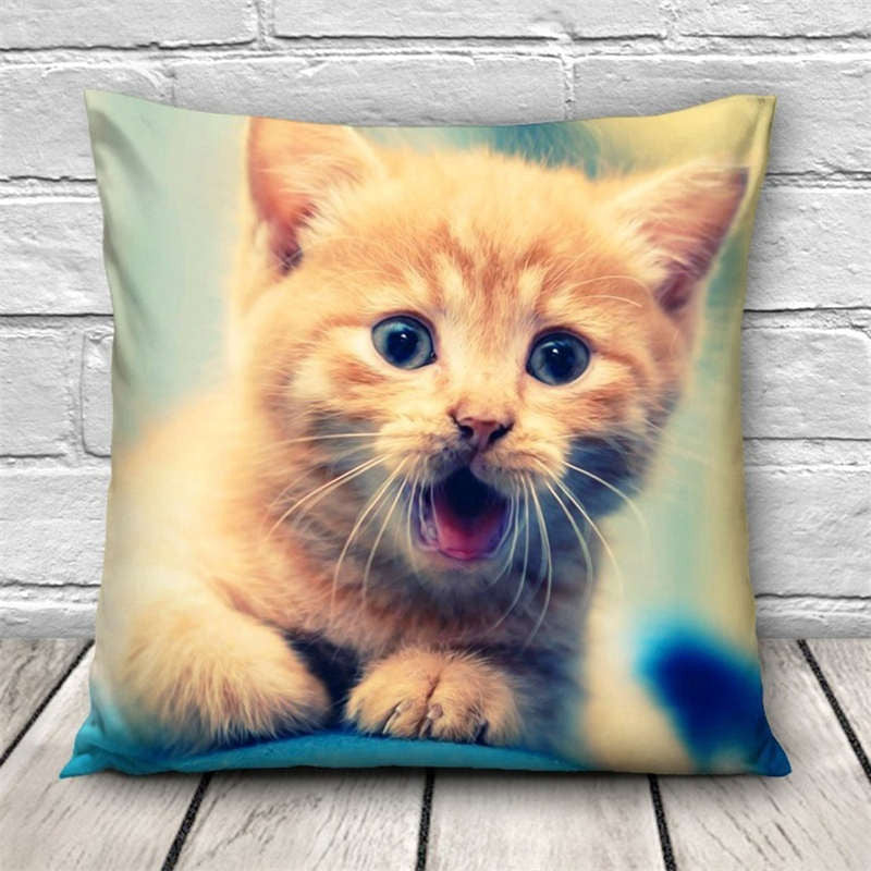 Online discount shop Australia - Cushion Cover Cat Animal Pillow Case Cotton Linen Pillowcase Cushion Cover Size 45*45 Sofa Home Decorative Throw Pillow Cover