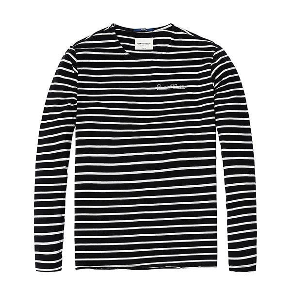 SIMWOOD long sleeve striped T shirt 100% cotton high pullover casual fashion shirt TL3507