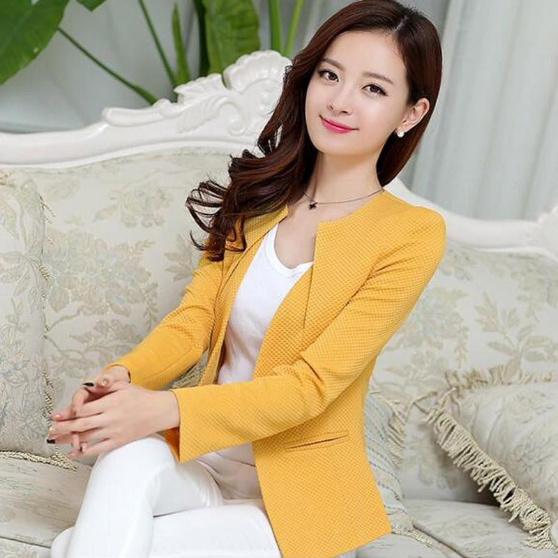 Women Slim Blazer Coat Fashion Casual Jacket Long Sleeve One Button Suit Ladies Blazers Work Wear