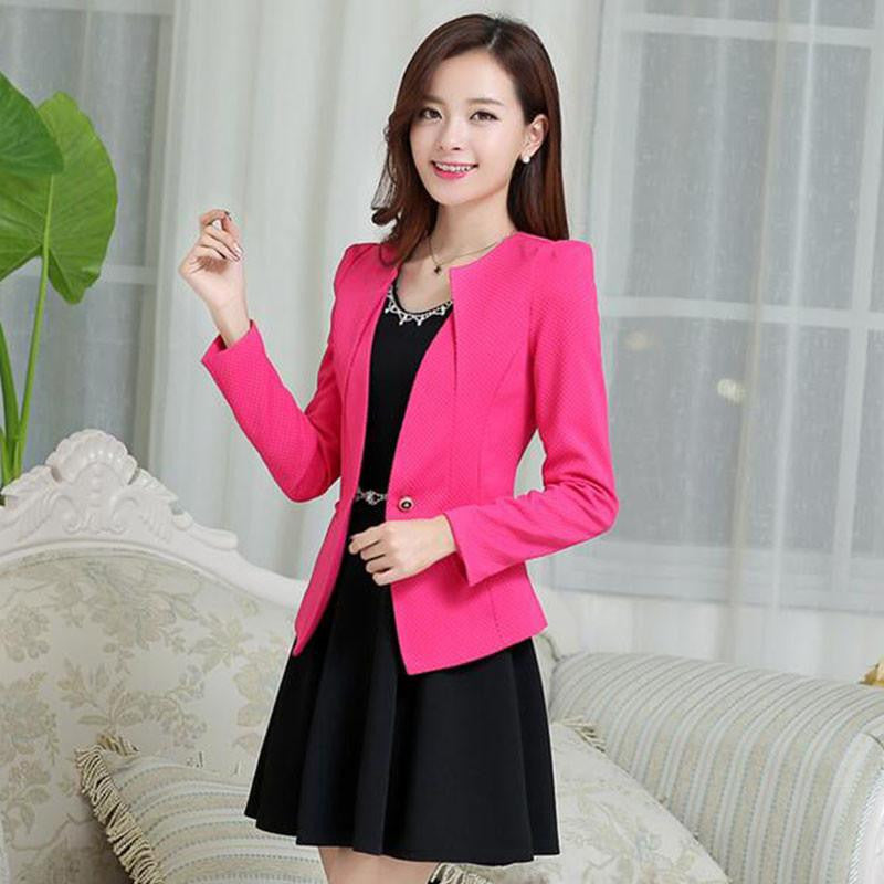 Women Slim Blazer Coat Fashion Casual Jacket Long Sleeve One Button Suit Ladies Blazers Work Wear