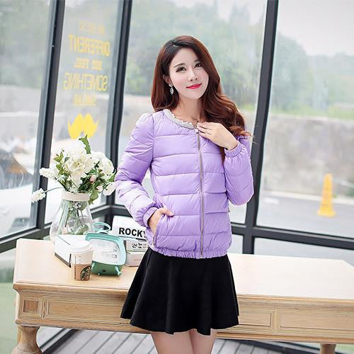 women jacket short thickening cotton-padded clothing parkas overcoat casual coat Pearl Plus size