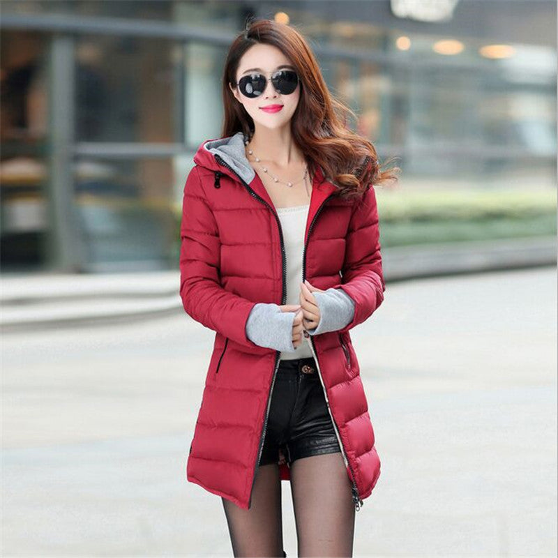 Women's Jacket Medium Length Cotton Down & Parkas Plus Size Coat Slim Jacket for Female