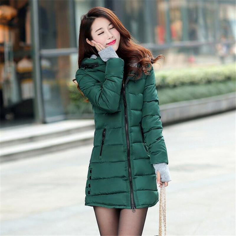 Women's Jacket Medium Length Cotton Down & Parkas Plus Size Coat Slim Jacket for Female