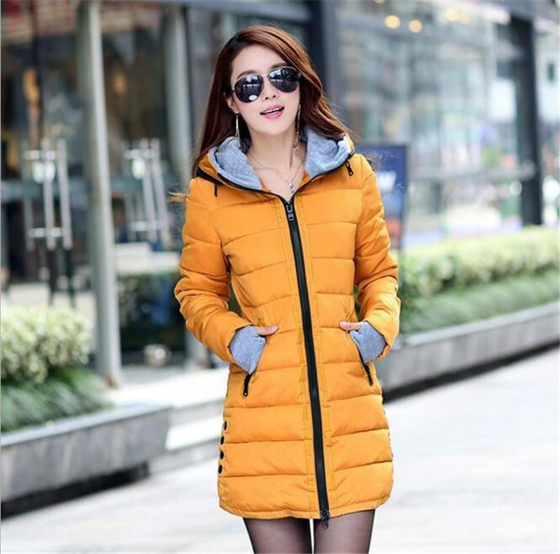 Women's Jacket Medium Length Cotton Down & Parkas Plus Size Coat Slim Jacket for Female