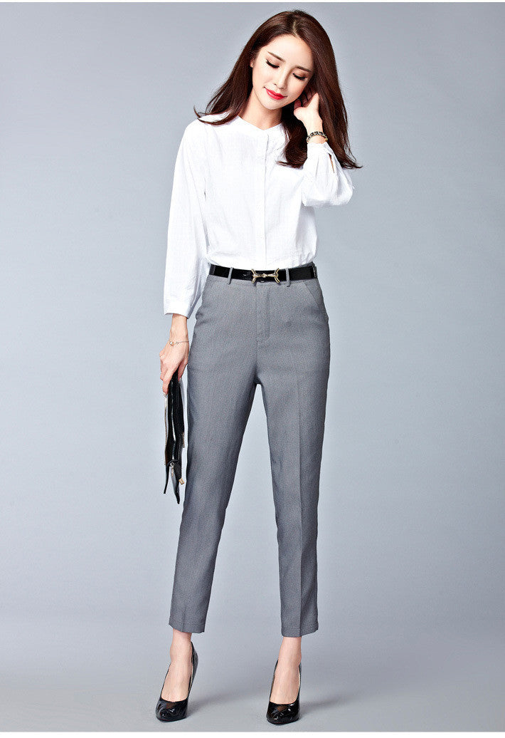 Online discount shop Australia - high waist pencil pants for women office OL style work wear skinny pants female vintage trousers