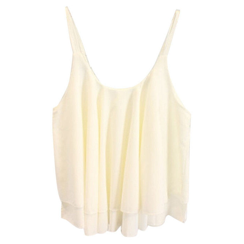 Online discount shop Australia - Casual Shirts Sleeveless Spaghetti Strap Sexy Chiffon Women Blouses Vest Tops