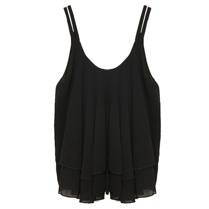 Online discount shop Australia - Casual Shirts Sleeveless Spaghetti Strap Sexy Chiffon Women Blouses Vest Tops