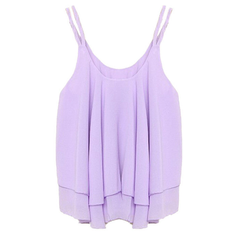 Online discount shop Australia - Casual Shirts Sleeveless Spaghetti Strap Sexy Chiffon Women Blouses Vest Tops