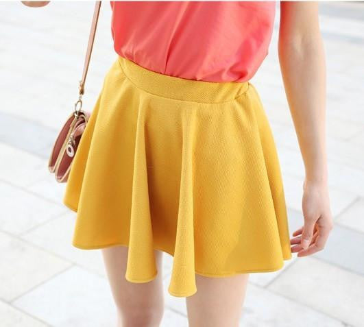 Womens Skirts High Waist Pleated Skirt Vintage Ladies Solid Color Skater Skirt For Women
