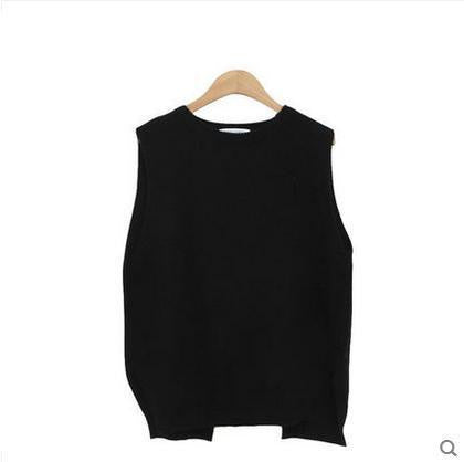 Online discount shop Australia - Loose big yards female hedging sweater vest sweater vest round neck wool vest waistcoat jacket