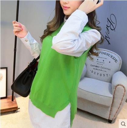 Online discount shop Australia - Loose big yards female hedging sweater vest sweater vest round neck wool vest waistcoat jacket